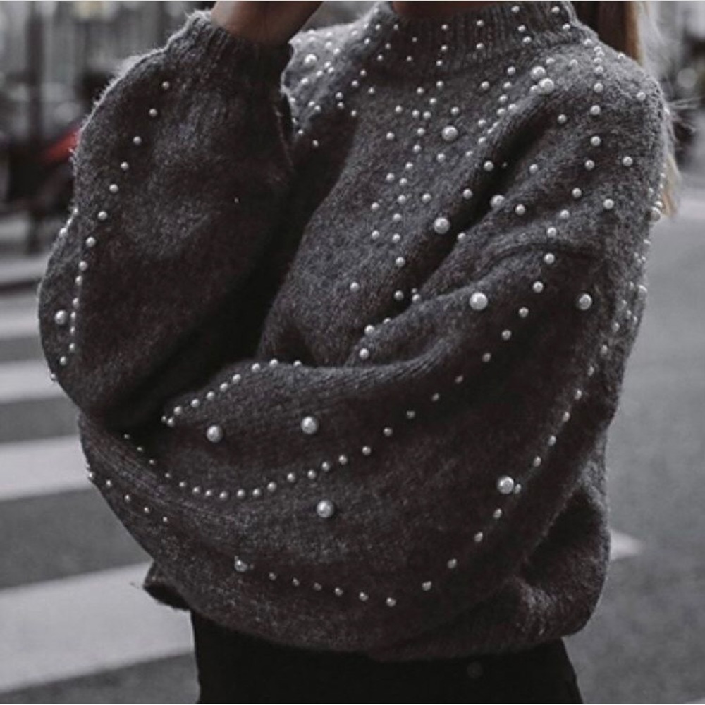 Elegant Pearled Sweater